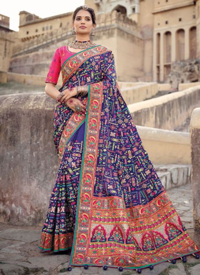 KACHHI WORK 3 Heavy Bridal Wedding Wear New Designer Latest Saree Collection